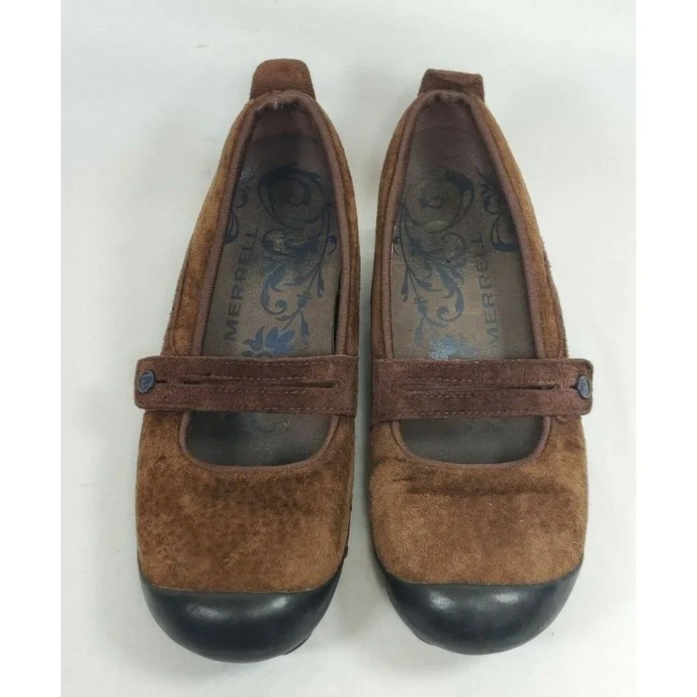 Merrell Plaza Bandeau Mary Jane Slip On Shoes Women's Size 6.5 Brown Suede - Picture 7 of 8